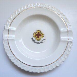 Vintage Balfour Ashtray Fidelis 1904 White Ceramic Gold Rim Noubliez Pas